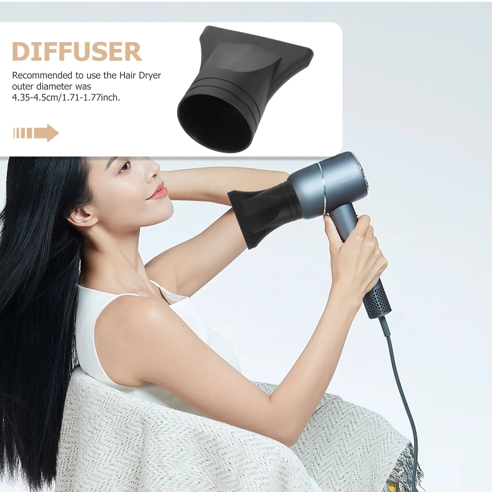 Diffusore universale per asciugacapelli da 3 pezzi, materiale in nylon plastico, resistente alle alte temperature, per un'asciugatura e uno styling delicati dei capelli
