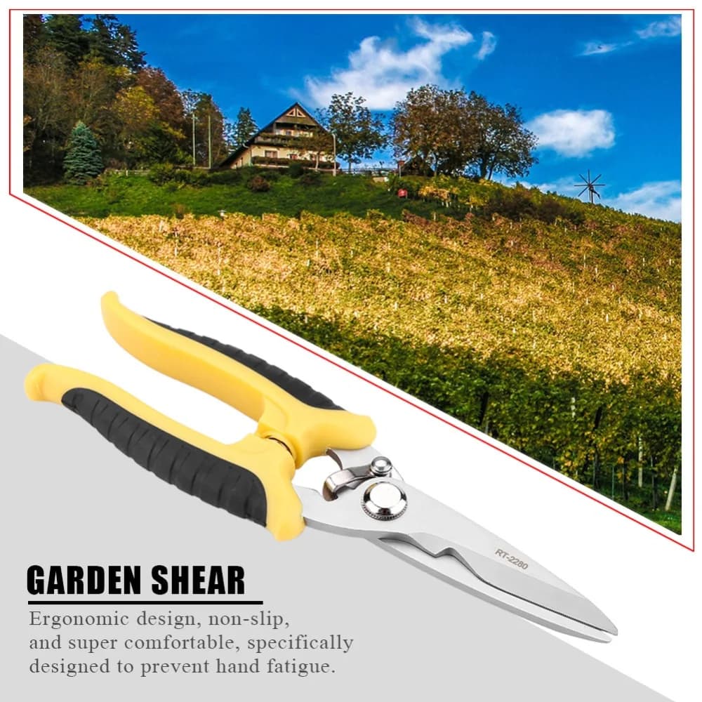 Stainless Steel Blades Pruning Shears Ergonomic Design Black and Yellow Wire Snips Straight Extended Blades Sharp Serrations