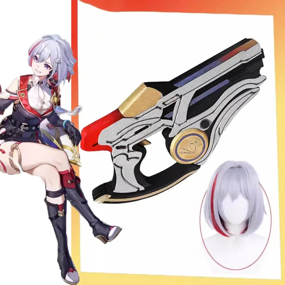 Anime Game Honkai Star Rail Topaz Cosplay puntelli Gun Carnival Halloween Party Roleplay accessori parrucca resistente al calore arma per capelli