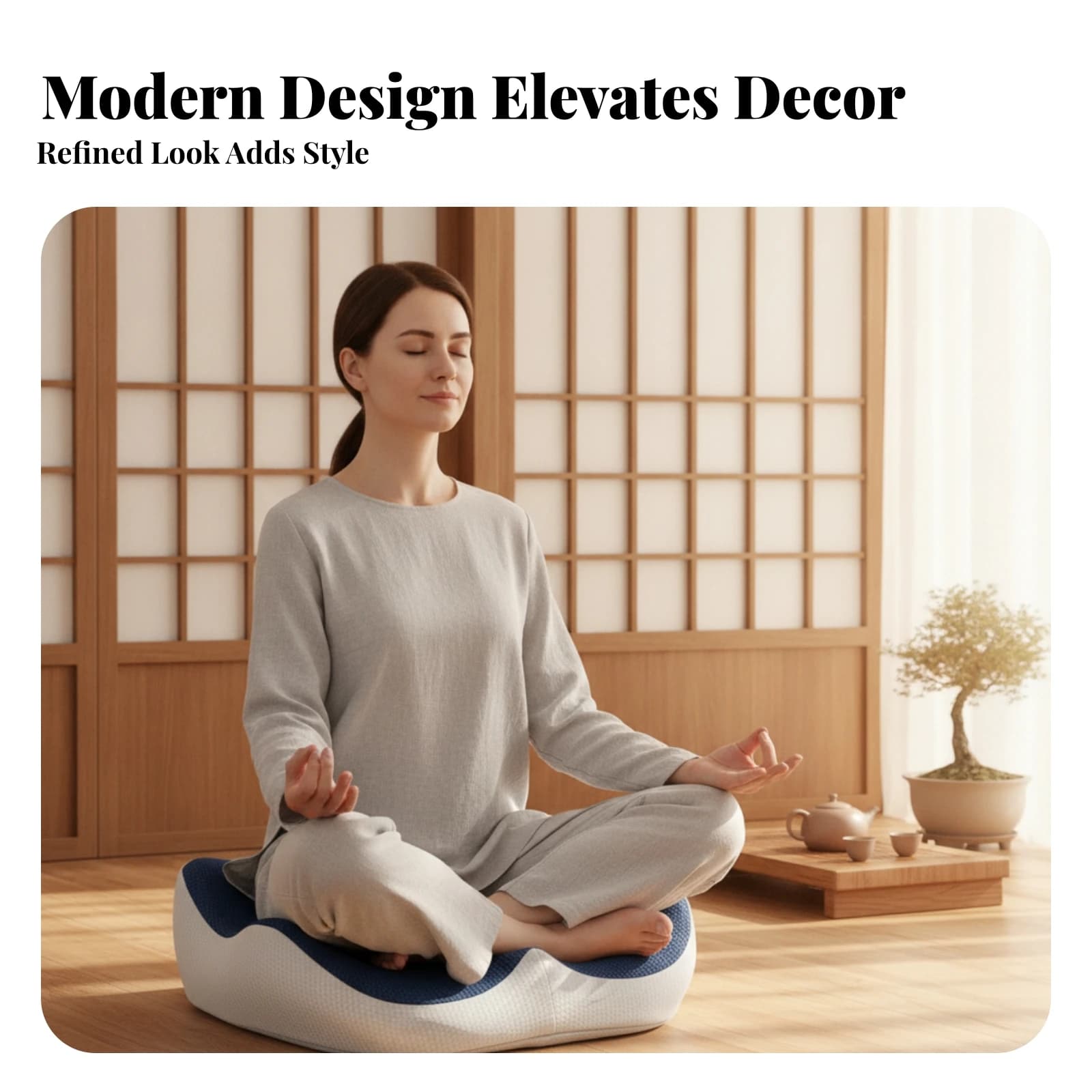 Split-Center Meditation Cushion Contoured Ergonomic Meditation Cushion Memory Foam Zafu Raised Side Supports
