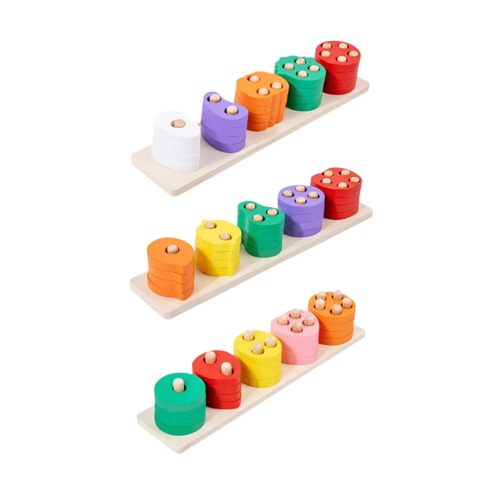 Wooden Shape Sorter Stack and Sort Board Montessori Color Recognition Blocks for Baby Toddlers 1 2 3 Years Old Children Kids