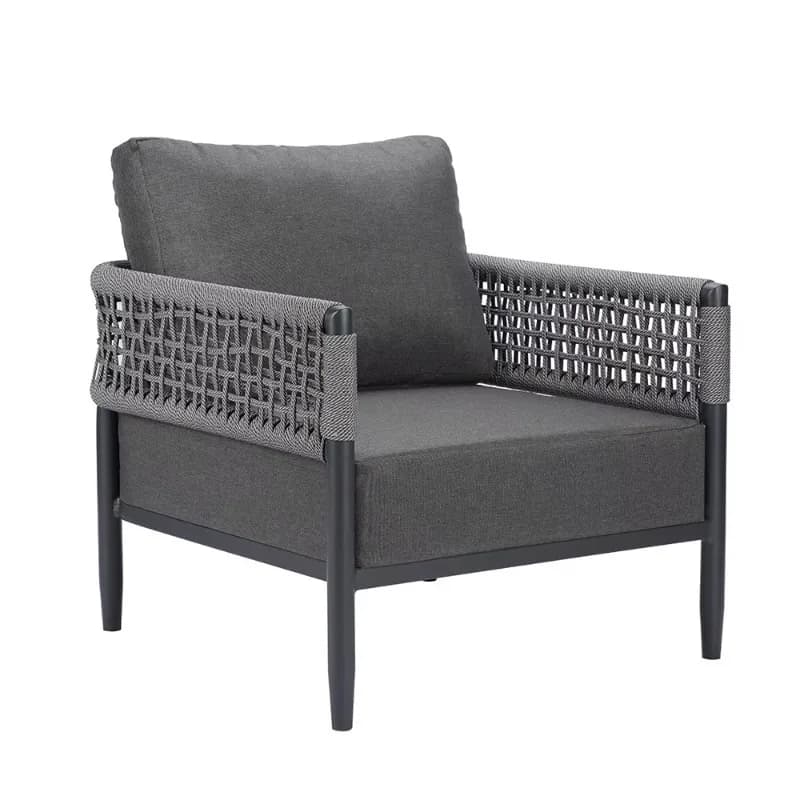 Outdoor Furniture Patio Sofa Leisure PE Wicker Rattan Garden Single Club Chair Set With Seat Cushion