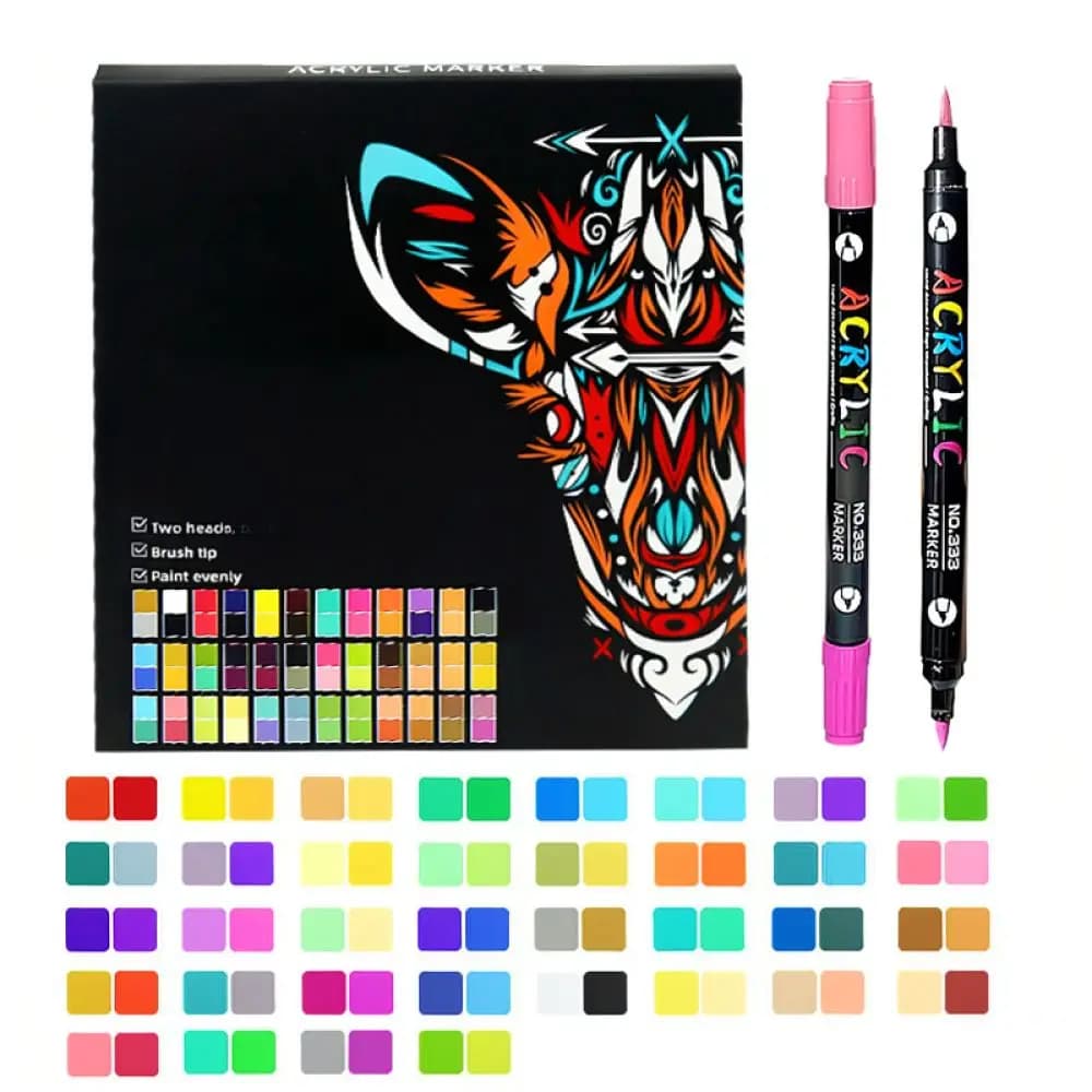 Acrylic Paint Markers Set Dual Tip Professional Art Drawing Pens Soft Tip For Sketching Illustration DIY Craft Tools