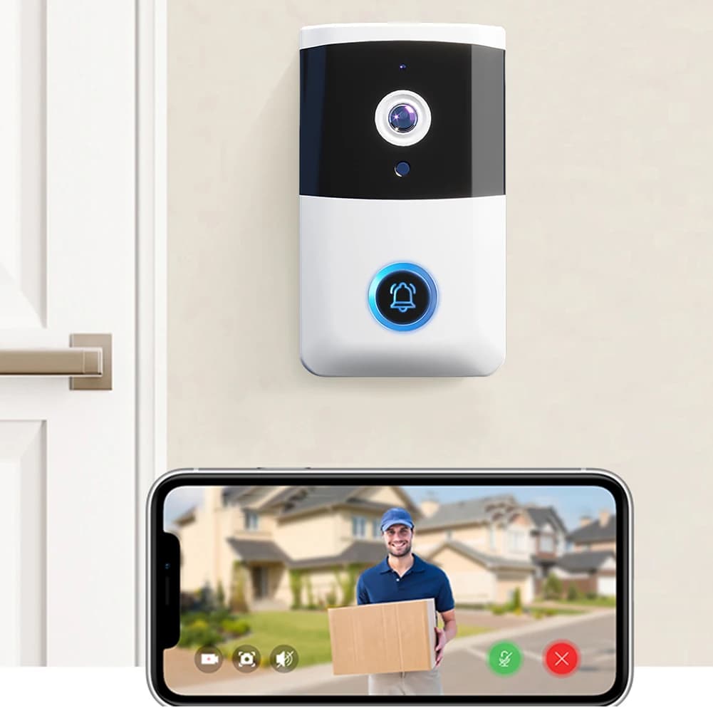 Campanello Video WiFi Wireless con Visione Notturna IR, Citofono Intelligente con Audio Bidirezionale, Sistema di Sicurezza Domestica