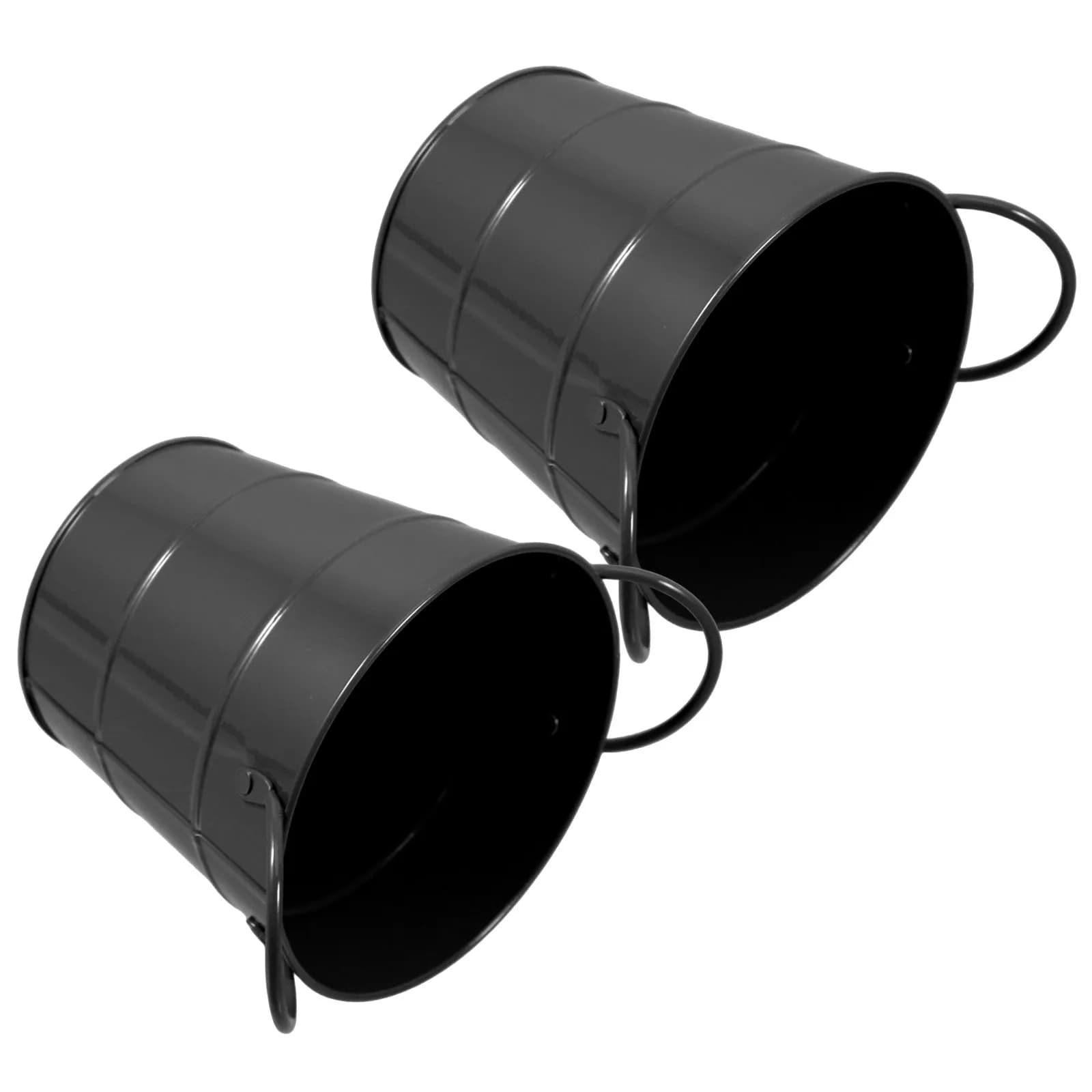 2Pcs Small Desktop Garbage Can Iron Trash Bin Handle Office Storage Bucket Pen Holder Mini Waste Paper Basket Mini Trash Bucket