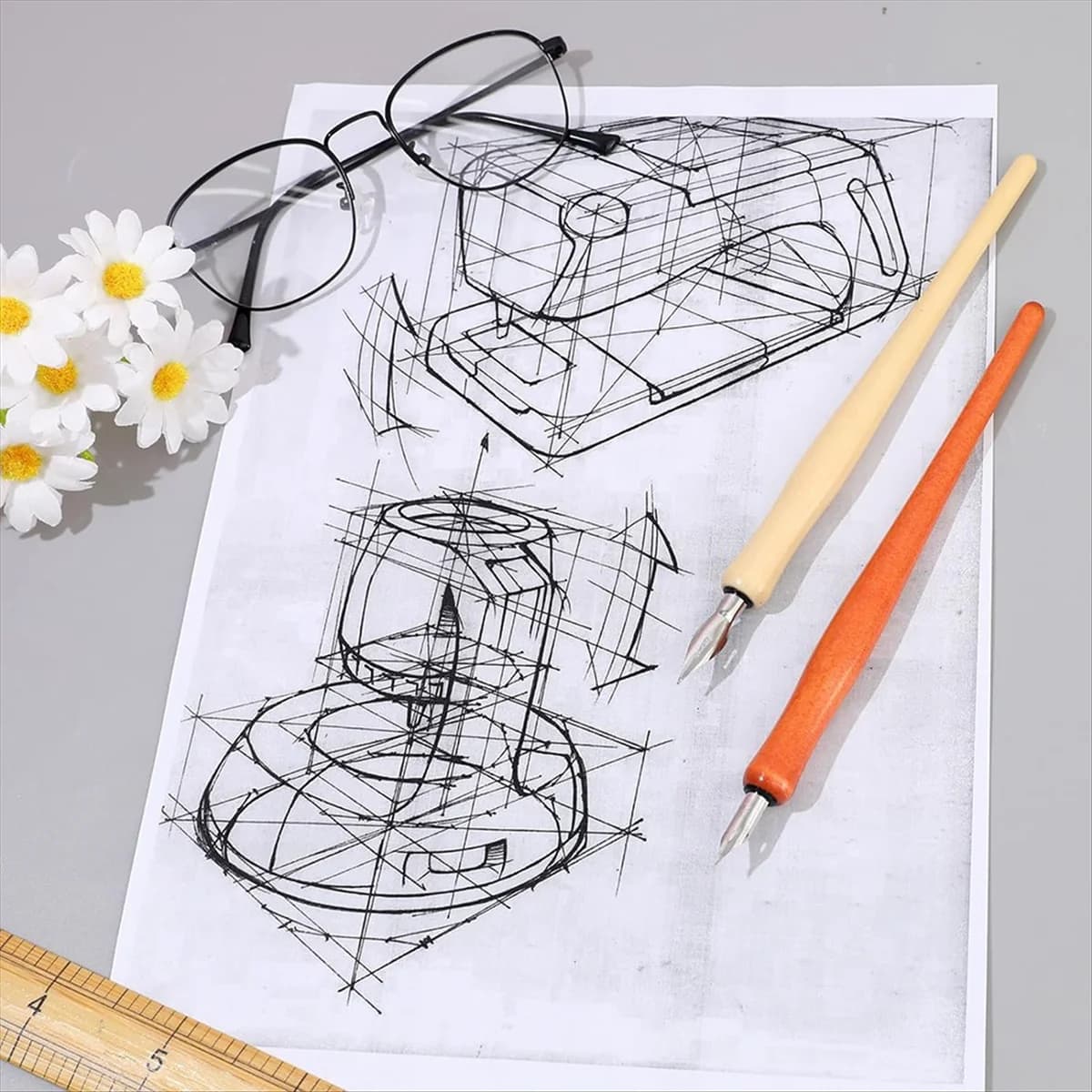 AAAE 10 Pcs Dip Pen Set Nib Pen Holder Comic Pen Nib Set Pen Ink Nib Calligraphy Pen Nibs Wooden Drawing Pen