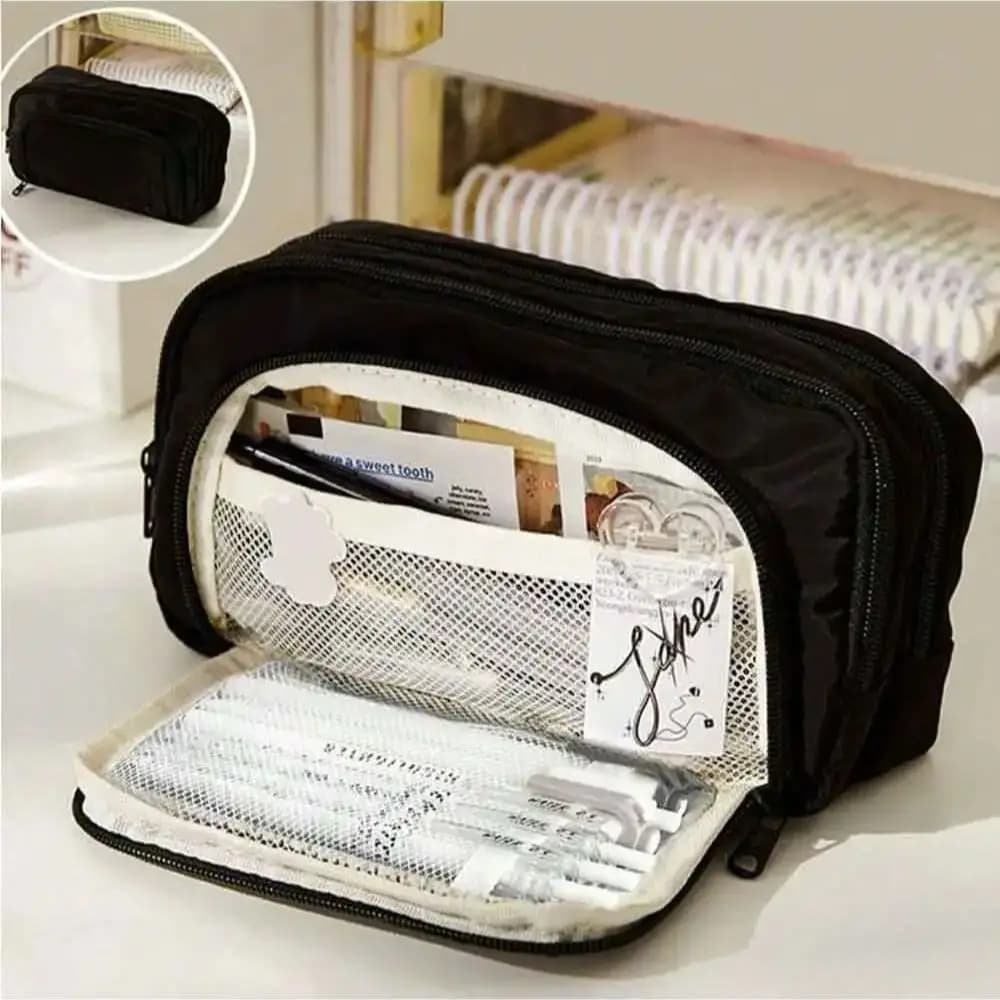 Astuccio multistrato Kawaii di grande capacità Astuccio per matite per studenti Scatola per forniture di cancelleria scolastica e borsa per il trucco