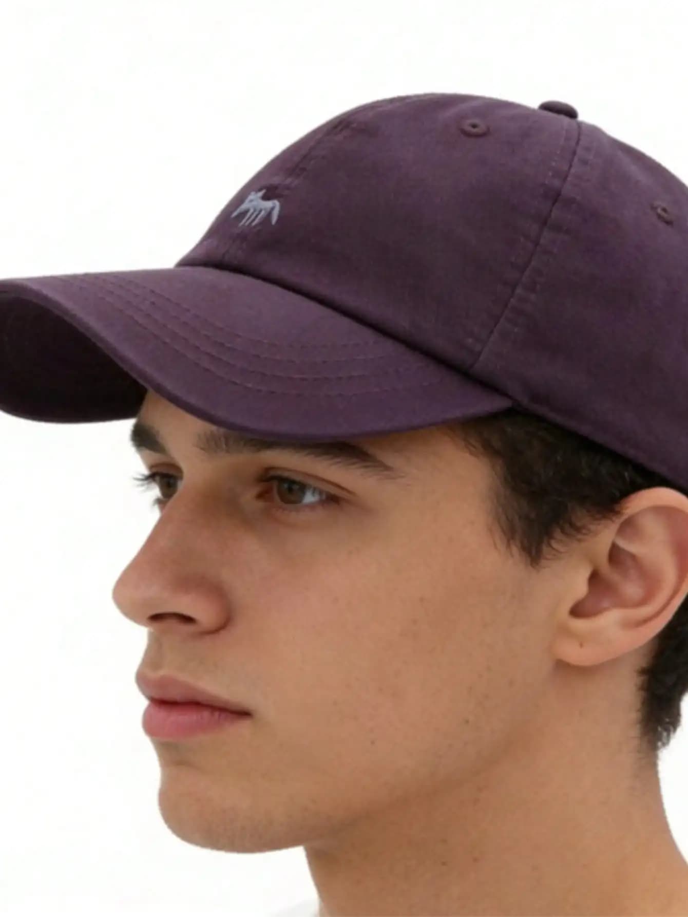 Cappellino da Baseball in Morbido Cotone Viola con Ricamo di Cane Carino, Cappello Regolabile Stile Vintage Lavato, Cappello Estivo Trendy per Uomo e Donna