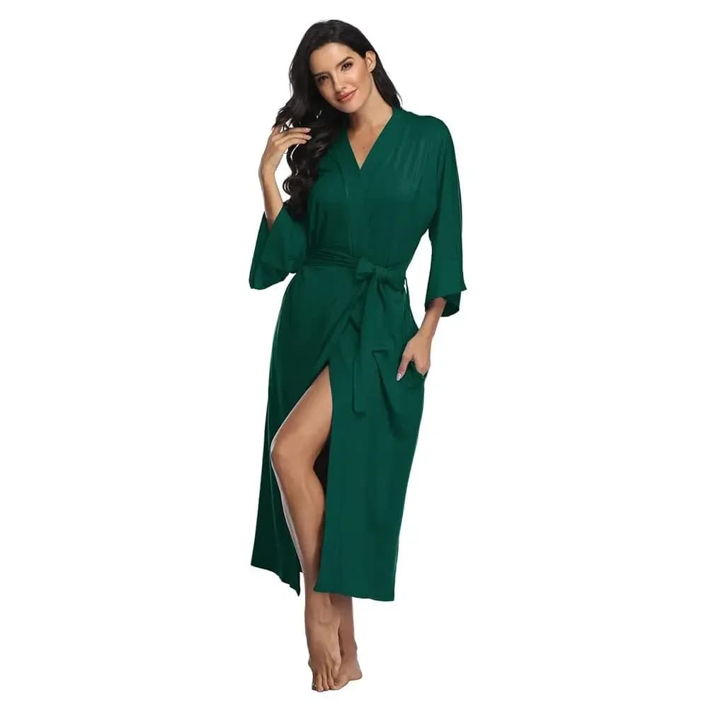 Vestaglie Lunghe da Donna Kimono, Accappatoi a Tutta Lunghezza, Morbidi Pigiami in Modal, Camicie da Notte