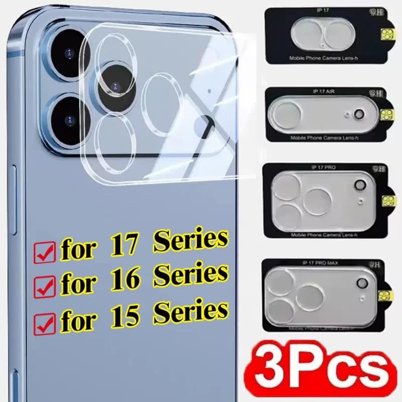 3PCS Protezioni per lenti per fotocamera in vetro temperato per iPhone 17 ProMax/17 Pro/17/16/15 Pellicole protettive per lenti anti-graffio Air Clear
