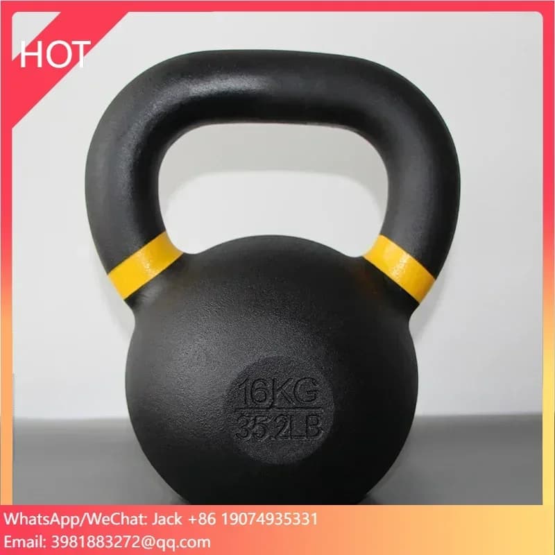 Kettlebells in black cast iron customizable Strength Competition for fitness training 4 kg 16 kg 48 kg Gym Practicing yoga Durable steel