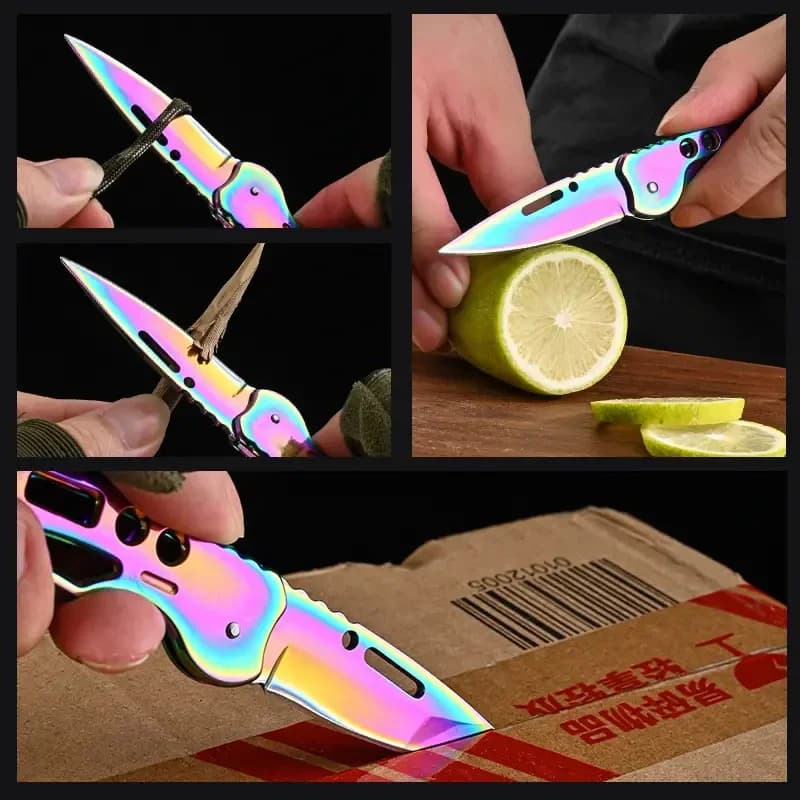 NUOVO Coltello Pieghevole per Frutta, Coltello in Acciaio Inossidabile con Impugnatura Antiscivolo per Accessori da Cucina, Coltello Tascabile