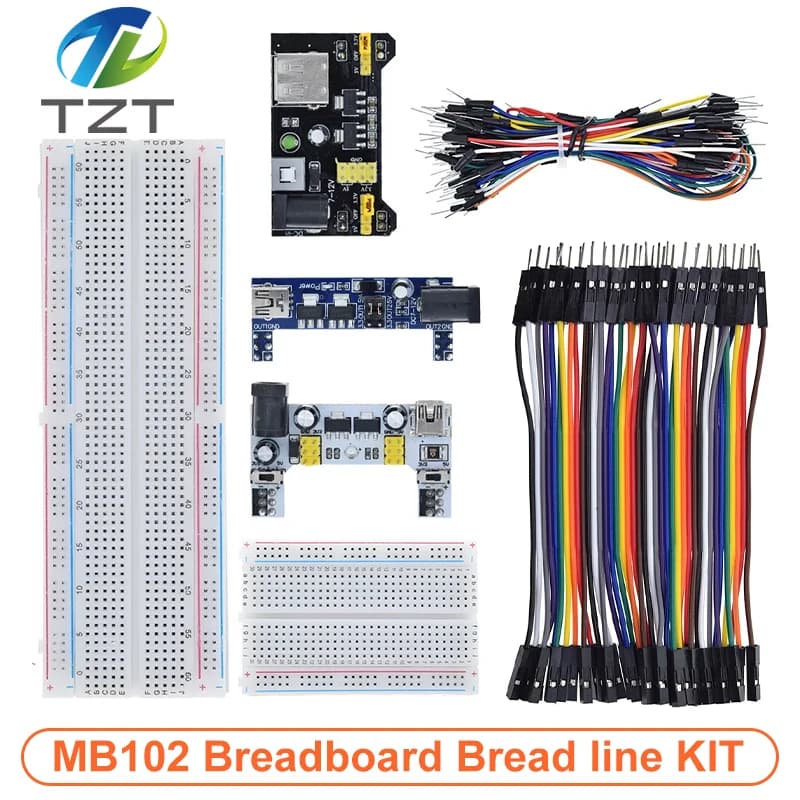 DIYTZT 3.3 V/5 V MB102 Modulo di alimentazione breadboard + MB-102 830 punti Prototipo bread board per kit arduino + 65 ponticelli all'ingrosso