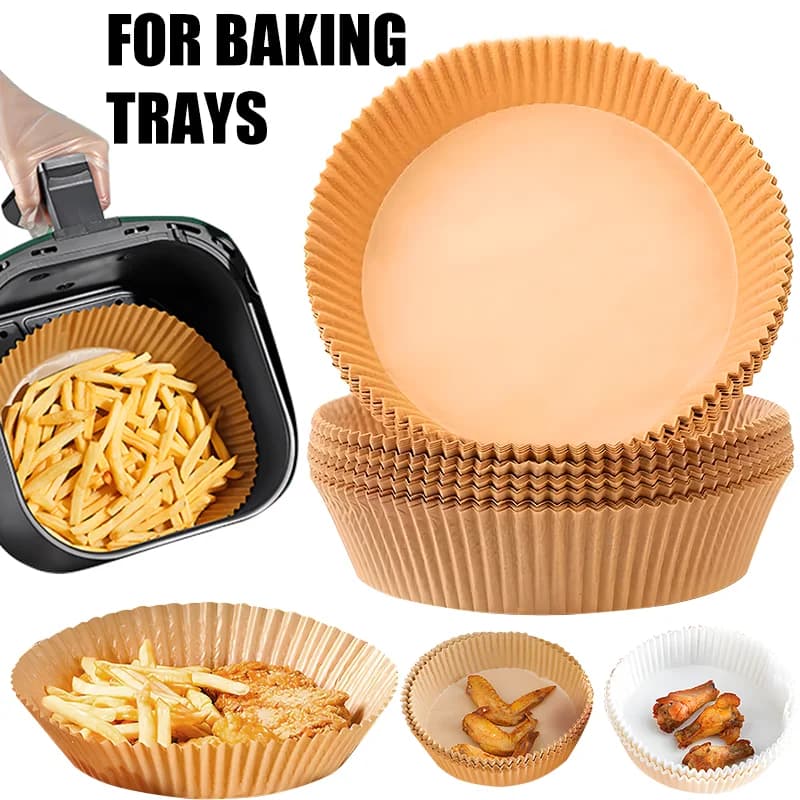 Carta da Forno per Friggitrice ad Aria, Fogli Rotondi per Airfryer, Carta Pergamena Antiaderente e Resistente all'Olio, Rivestimento Usa e Getta per Friggitrice ad Aria