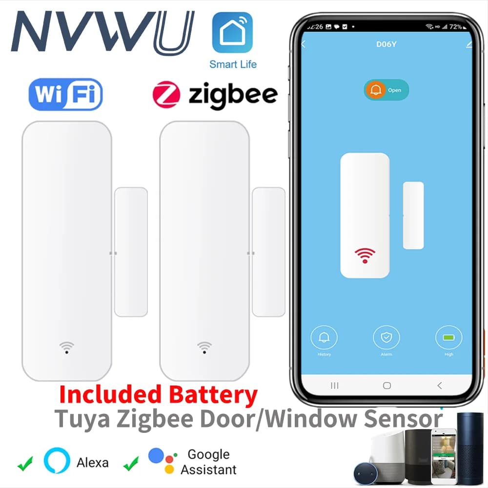 Tuya Zigbee WiFi Sensore porta Finestra Contatto Batteria inclusa APP Telecomando compatibile con Alexa Google Assistant