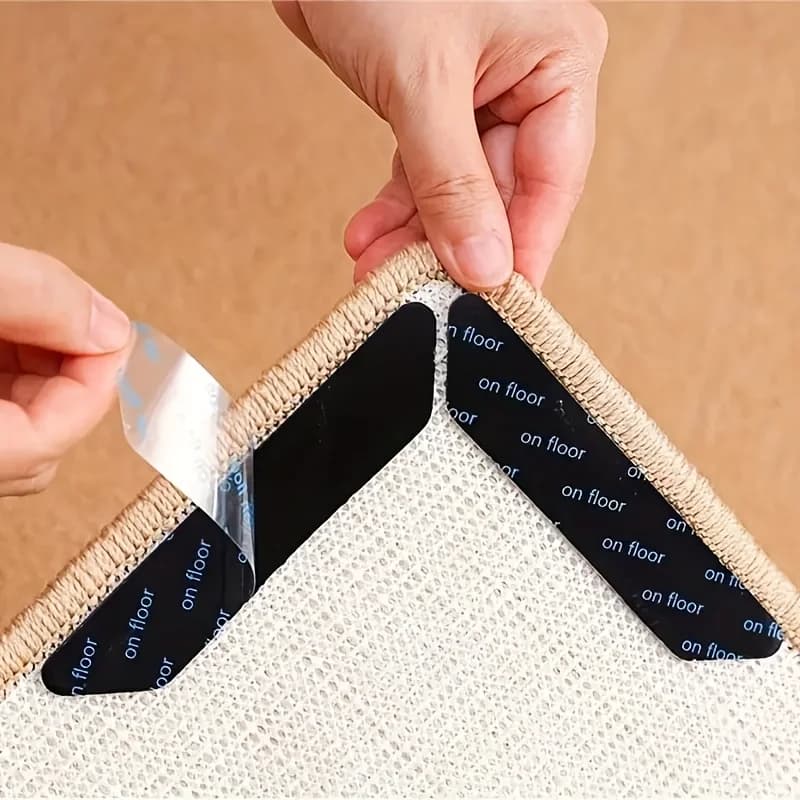 YITAPE 16Pcs Black Non-Slip Rug Grippers, Durable Washable Reusable Rubber Pads to Secure Rugs on Hardwood Floors