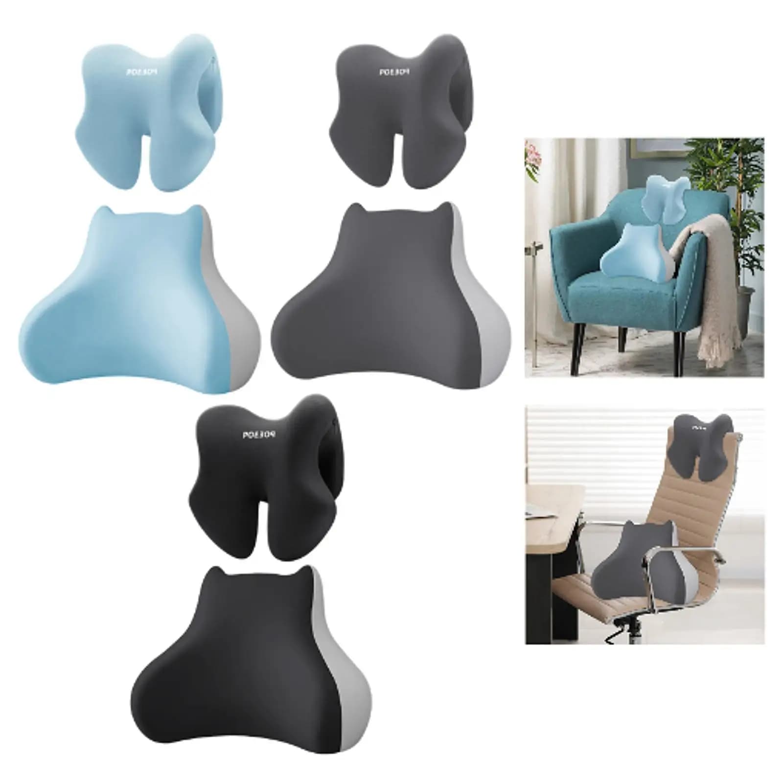2-piece lumbar support cushion with headrest Multi-purpose cushion for backrest Chair cushion for game chair Sofa Rearable sofa