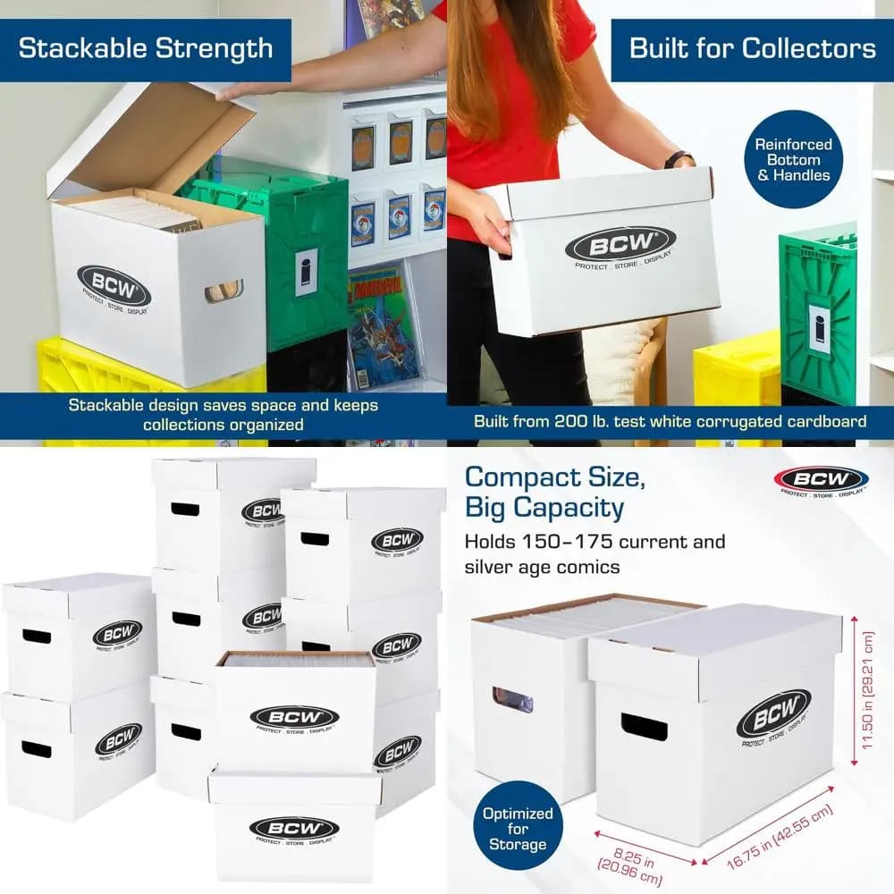 Set of 10 Storage Boxes for Silver Age | Contains 150-175 comics | Stackable and resistant up to 200 pounds