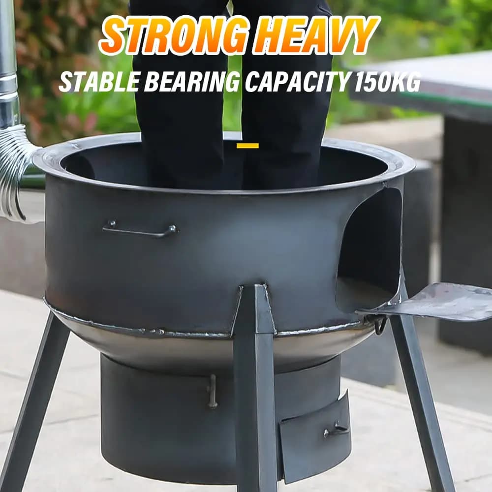 Stufa da Campeggio Portatile e Smontabile da 58cm, Fornello a Legna Mobile per BBQ, Picnic, Escursionismo, Riscaldamento e Cucina