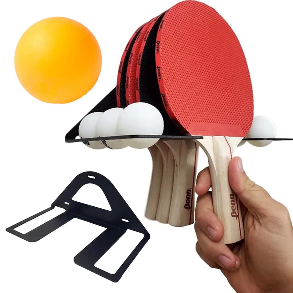 Portapalline e Porta Racchette da Ping Pong da Parete, Organizzatore per Racchette da Tennis da Tavolo, Contiene Fino a 6 Palline e 4 Racchette
