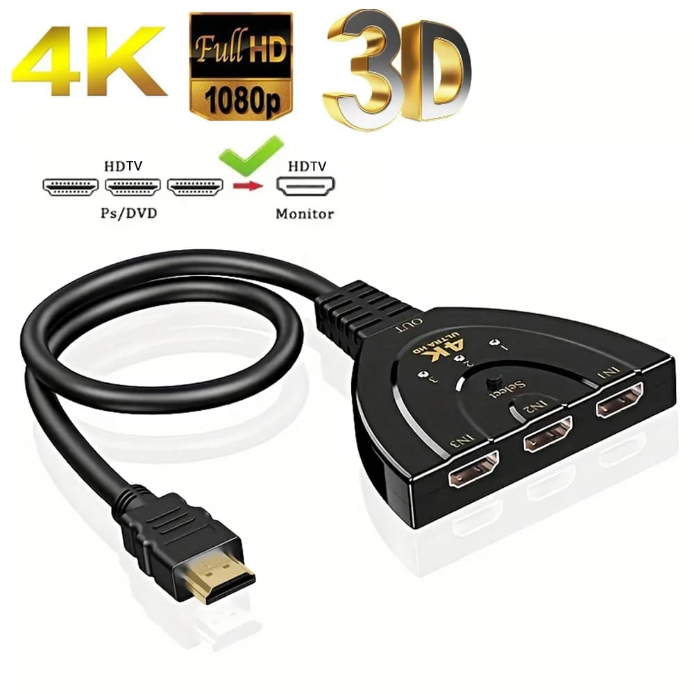 3 door compatible HDTV switch 4K * 2K Switcher for 3D 4K Splitter KVM 3 inputs 1 Hub output port for Xbox PS4 DVD Laptop TV
