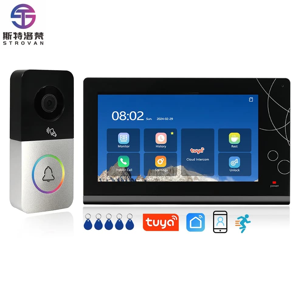 Sistema citofonico per porta IP da 7 pollici Supporto per visione notturna HD Registrazione video PIR Campanello videocitofono intelligente