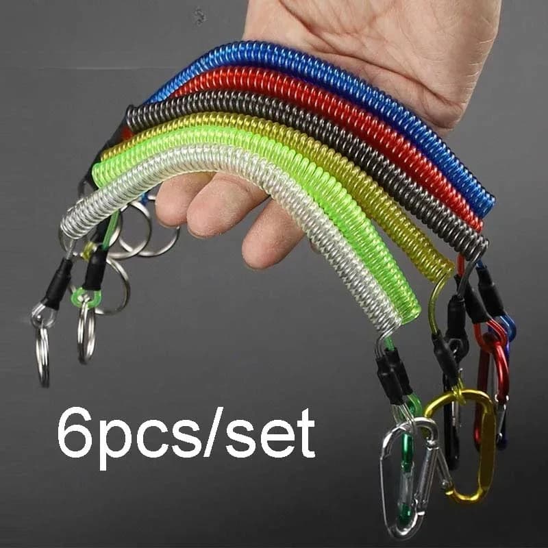 6pcs Fishing Lanyard with Carabiner Fishing Ropes Secure Pliers Lip Grips Tackle Kayak Paddle Leash Paddle Accessories