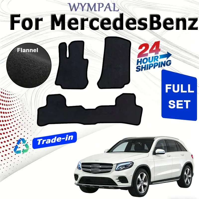 Set di tappetini in velluto ECOAUTO per auto, tappeti per Mercedes-Benz Classe GLC (W253) 2015-oggi, antiscivolo, eleganti, inodore, ignifughi