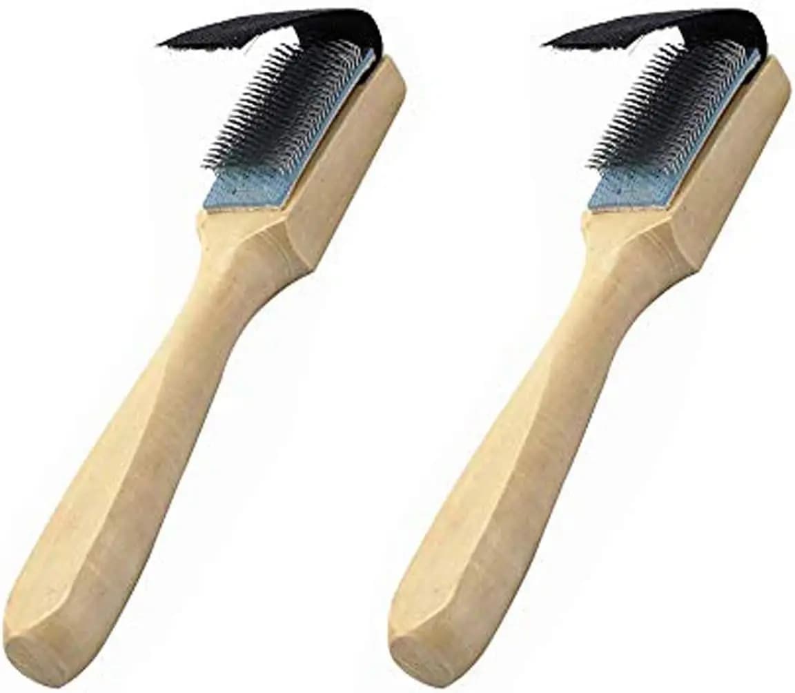 Set di spazzole per la pulizia delle scarpe da ballo, strumenti per la pulizia delle suole in pelle scamosciata con filo metallico e legno per la cura delle calzature, 2 pezzi