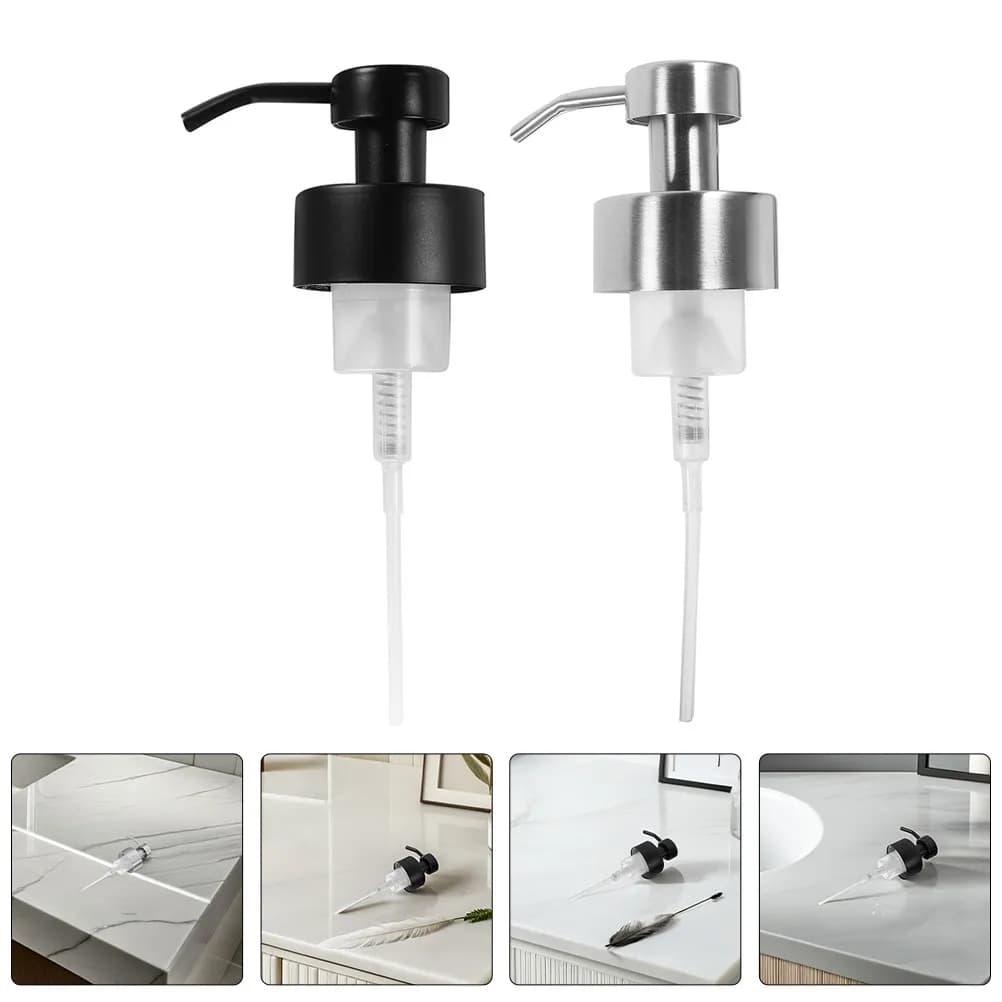 Dispenser di sapone schiumogeno da 2 pezzi, pompa dosatrice in acciaio inossidabile per sapone liquido, shampoo, lozione, cucina, bagno