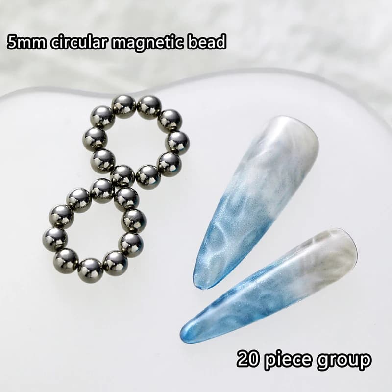 20 pezzi di perline magnetiche a forma di occhio di gatto per smalto gel per unghie, effetto striscia 3D, piccole perline magnetiche rotonde per manicure