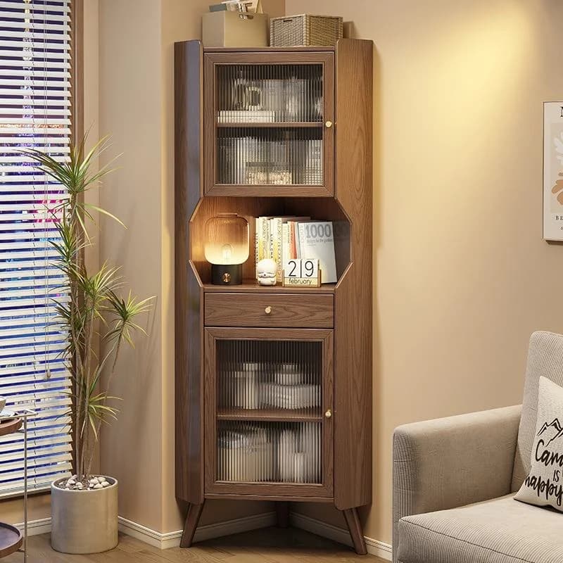 Mobiletto portabottiglie di lusso leggero in legno massello, con anta in vetro vintage per soggiorno, credenza da sala da pranzo