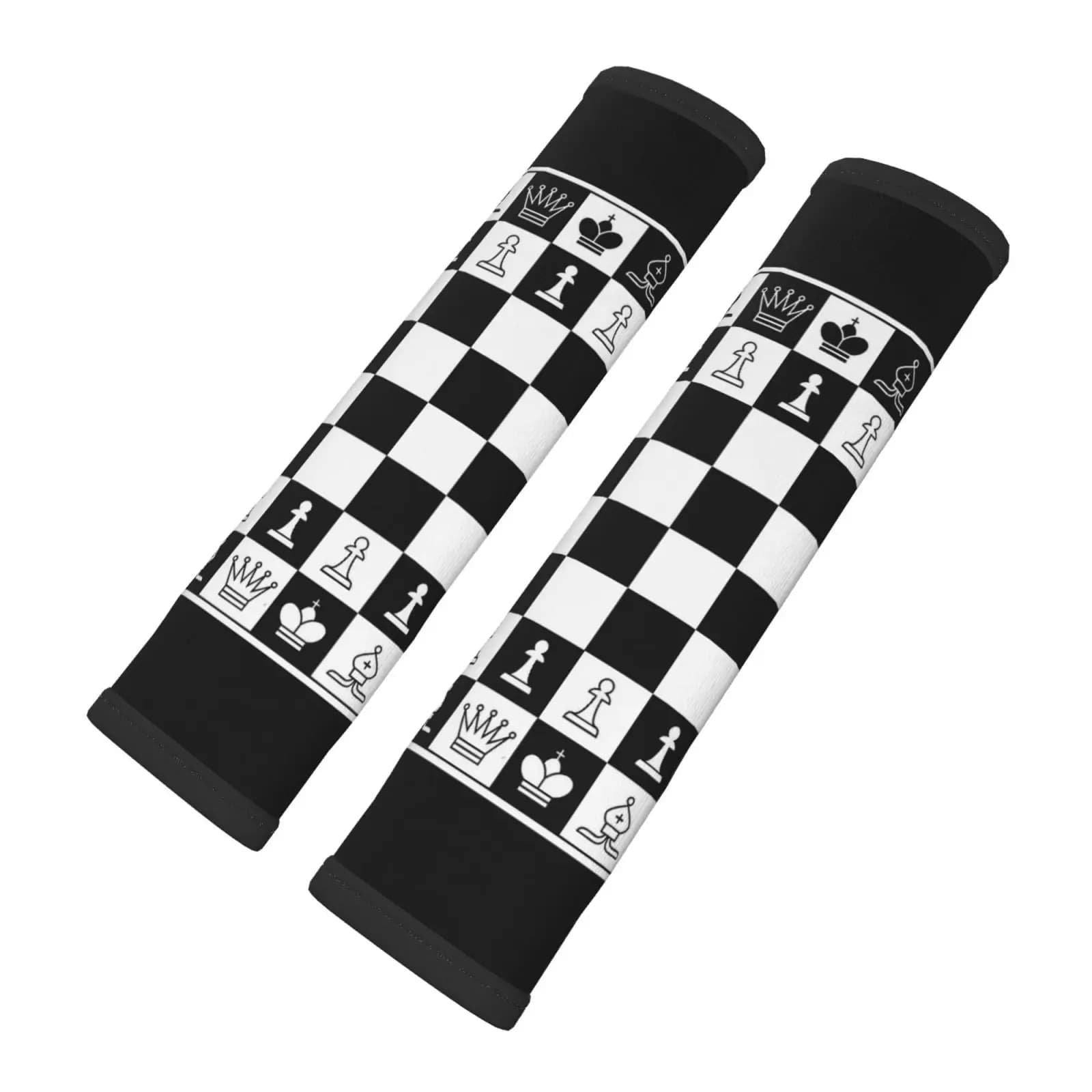 Cuscino per cintura di sicurezza per auto Scacchi stampato Set da 2 pezzi Protezione per le spalle Comoda tracolla per cintura di sicurezza Tracolla per bagagli