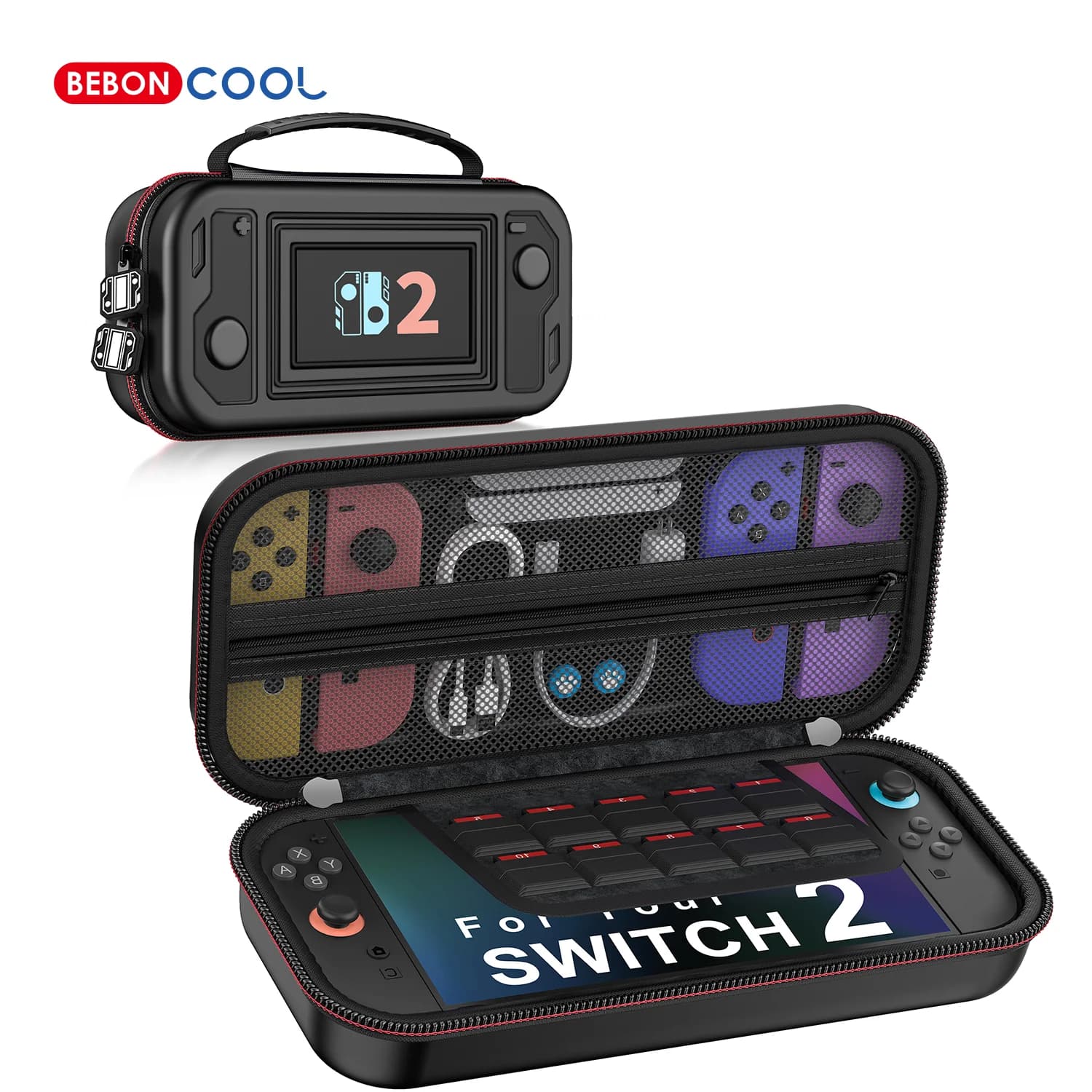 BEBONCOOL Custodia per Switch2/Switch/OLED - Borsa Protettiva Rigida in EVA, Impermeabile in PU, Borsa da Viaggio per Switch2