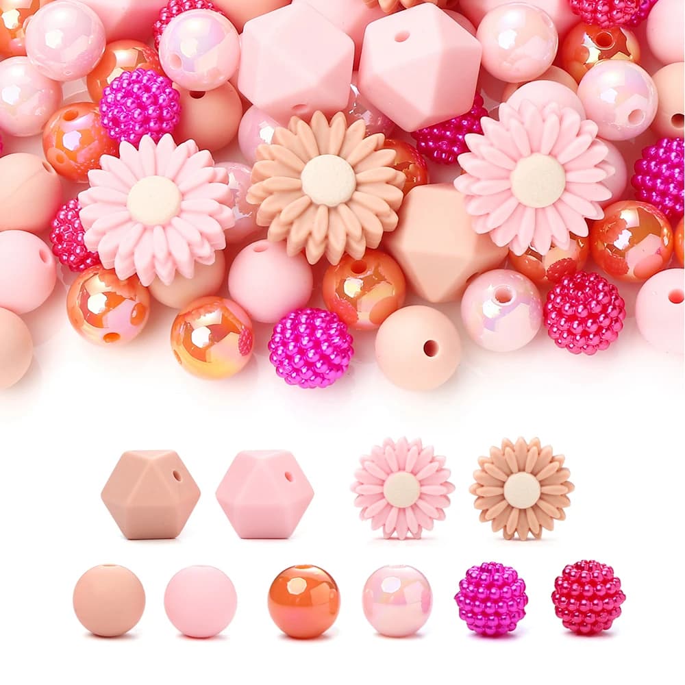70 pezzi di perline in Silicone per dentizione per bambini perline combinate per uso alimentare per collana a catena per ciuccio fai da te accessori per massaggiagengive da masticare