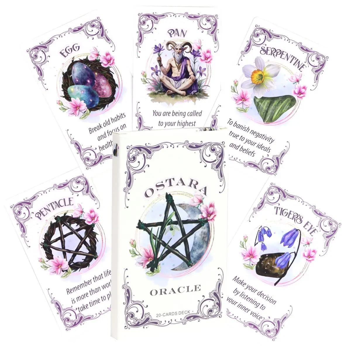 Ostara Oracle Deck 20 pezzi di carte Oracle, mazzo di altare ispiratore 12 * 7 cm per ricevere messaggi divini