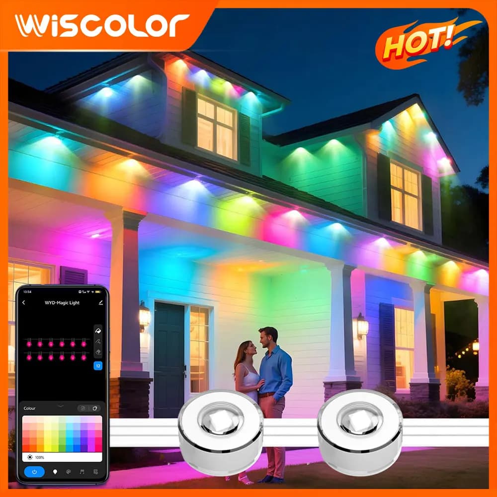 RGB Permanent Eaves Lighting String Outdoor Lights 120FT WIFI Waterproof Luces Garden Outdoors Wall Strip LED Lights Decorations