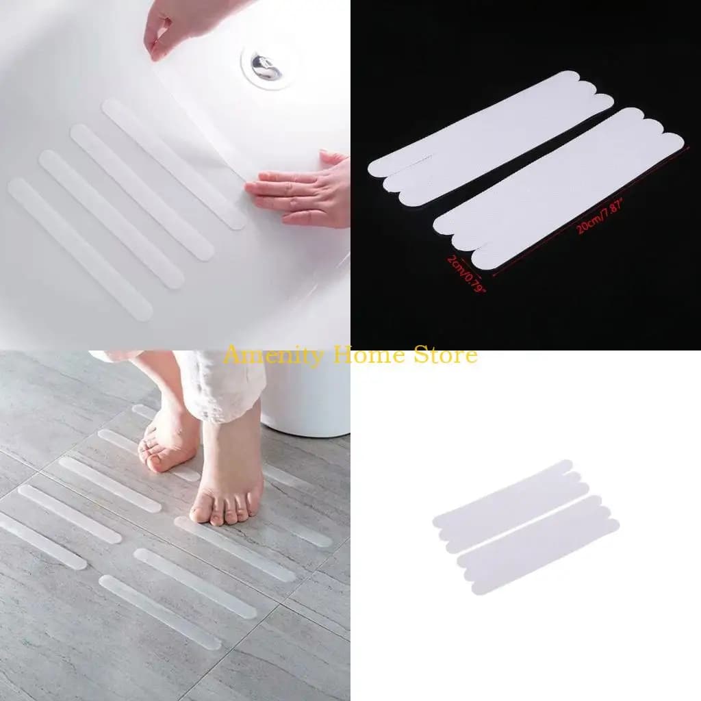 F26C 6pcs 20x2cm Anti Non slip tappetini Adesivi per doccia Strisce pavimentazione Sicurezza del pavimento