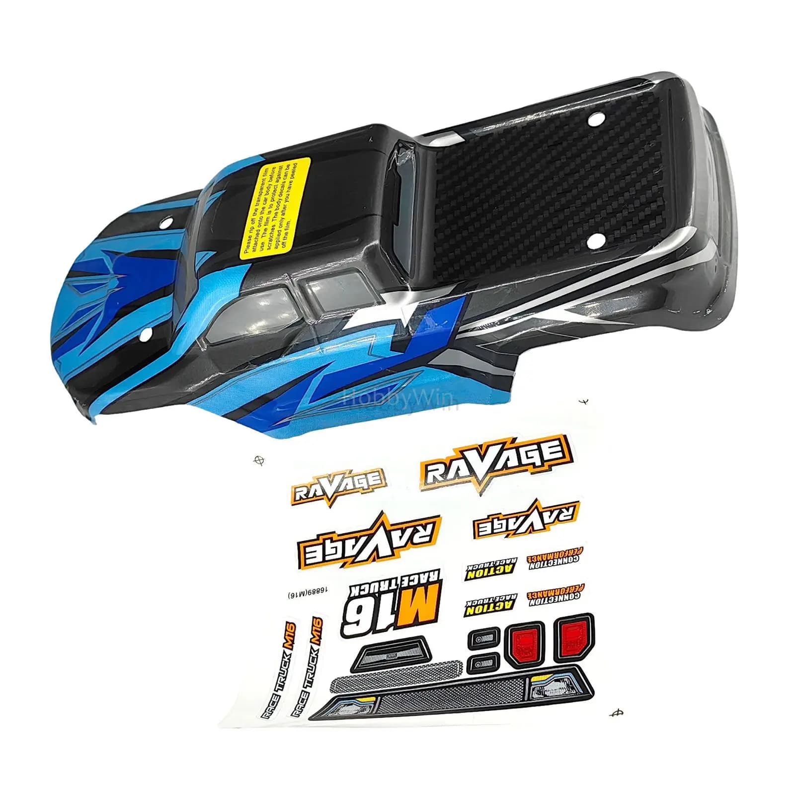 Parte HBX M16040 Carrozzeria per camion Blu + Decalcomania per camion RC spazzolato Haiboxing 1/16 16889