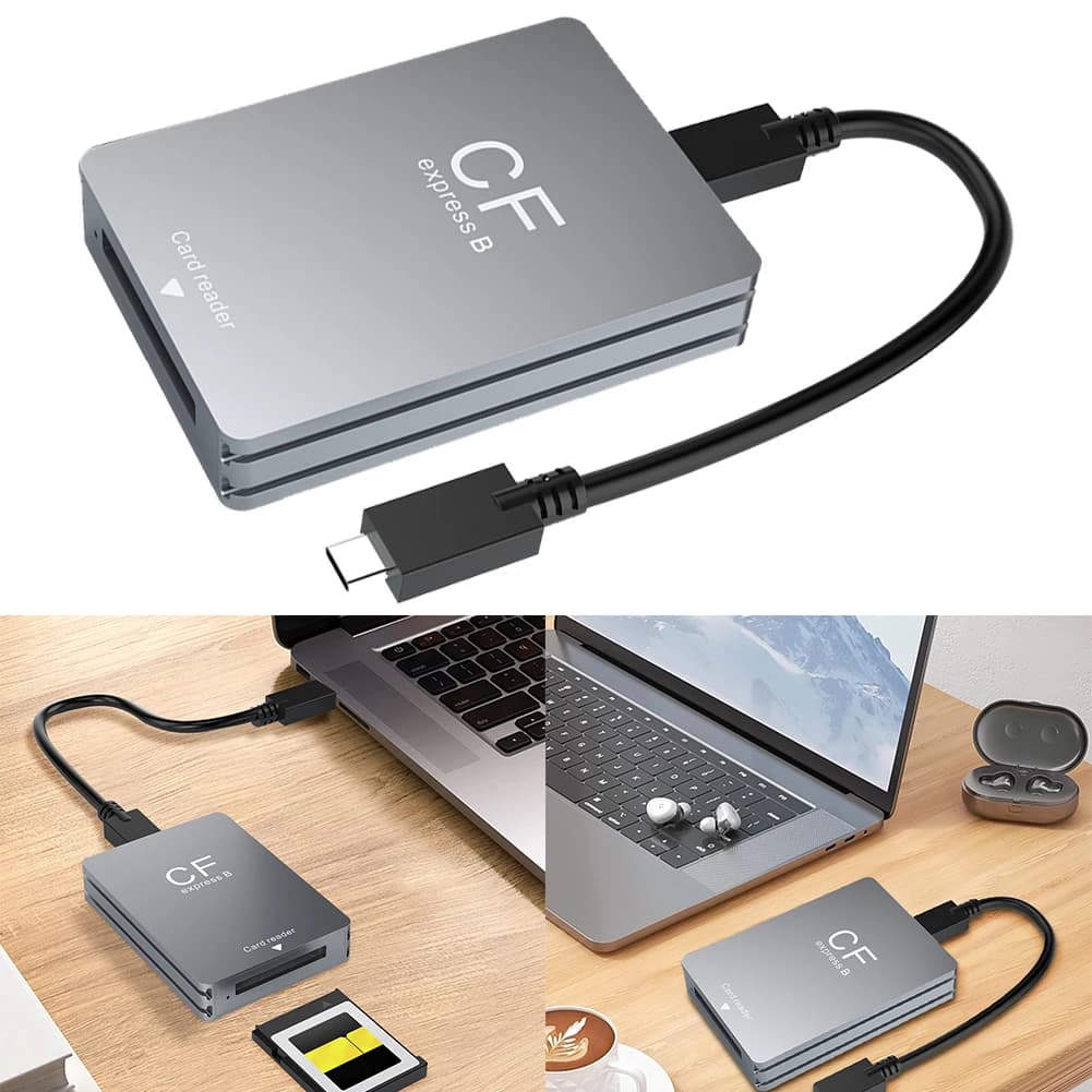 CFexpress Type B Card Reader USB 3.2 10Gbps Memory Card Reader with USB C To USB C/A Cable Support Android/Windows/Mac OS