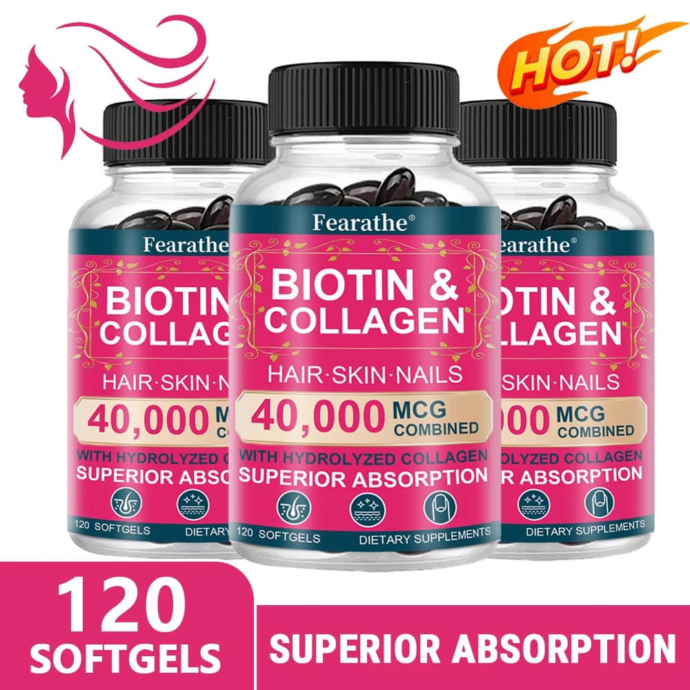 Collagen biotin capsules for extra strengthening of hair, skin and nails Improves skin structure Food supplement for hair growth