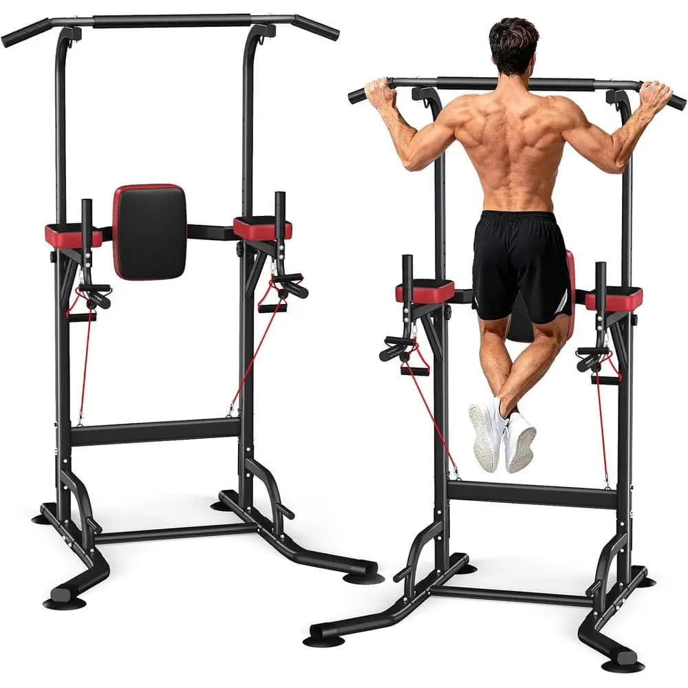 Barra per trazioni e stazione per dip regolabile in altezza per allenamento di forza in palestra domestica