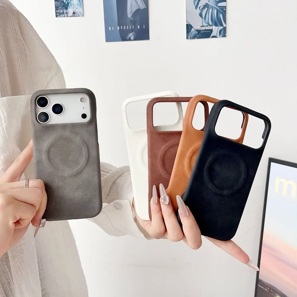 Magnetic Leather Case for iPhone 17 Pro Max 17 Pro Air Cover Shockproof Borderless Shell Mag-safe Matte Anti-fingerprint Fundas