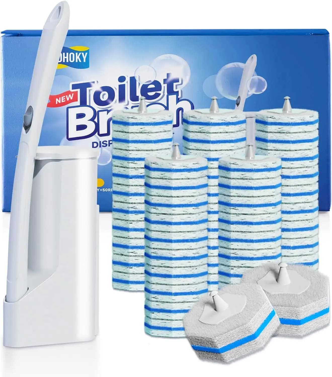 Spazzola per WC usa e getta con 50 ricariche, kit di pulizia a parete per la manutenzione del bagno