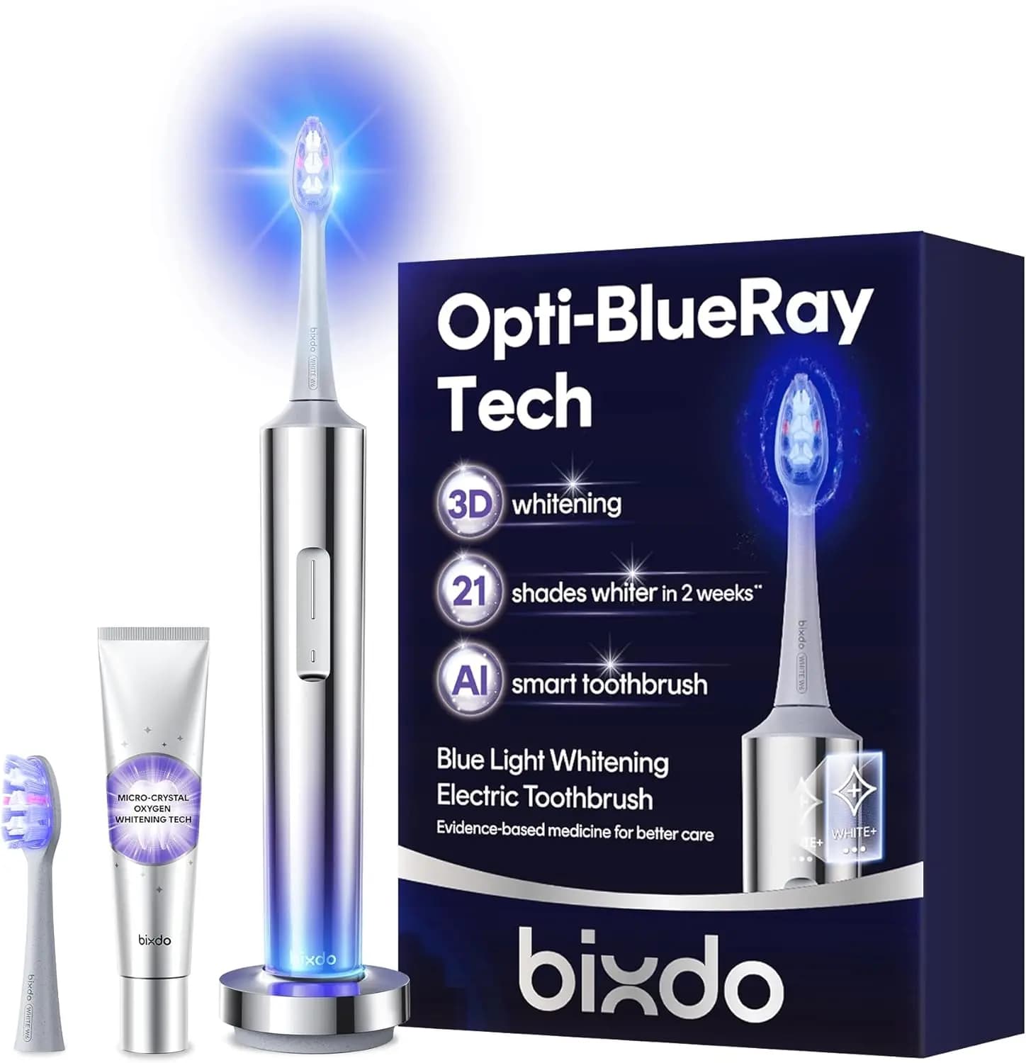 Spazzolino Elettrico Professionale Sbiancante con Tecnologia a Luce Blu, Pulizia Sonica 31.000 VPM e Sensore AI Intelligente, Batteria da 6 Mesi