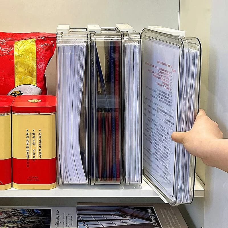 Organizzatore in Carta, Scatola Impilabile per Documenti e Certificati, Contenitore Trasparente per Oggetti Importanti da Scrivania