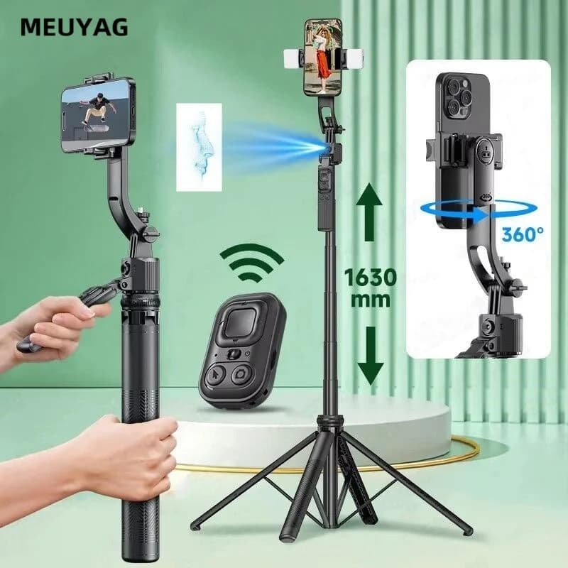 MEUYAG 1.62m AI Follow-Up Selfie Stick Completamente automatico con telecomando Bluetooth Intelligente Anti Shake Pan Tilt Gimbal portatile