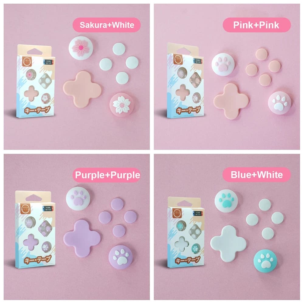 New Silicone Soft D-pad Cross Button ABXY Key Stickers For Nintend Switch OLED w/Thumb Stick Cap Cover