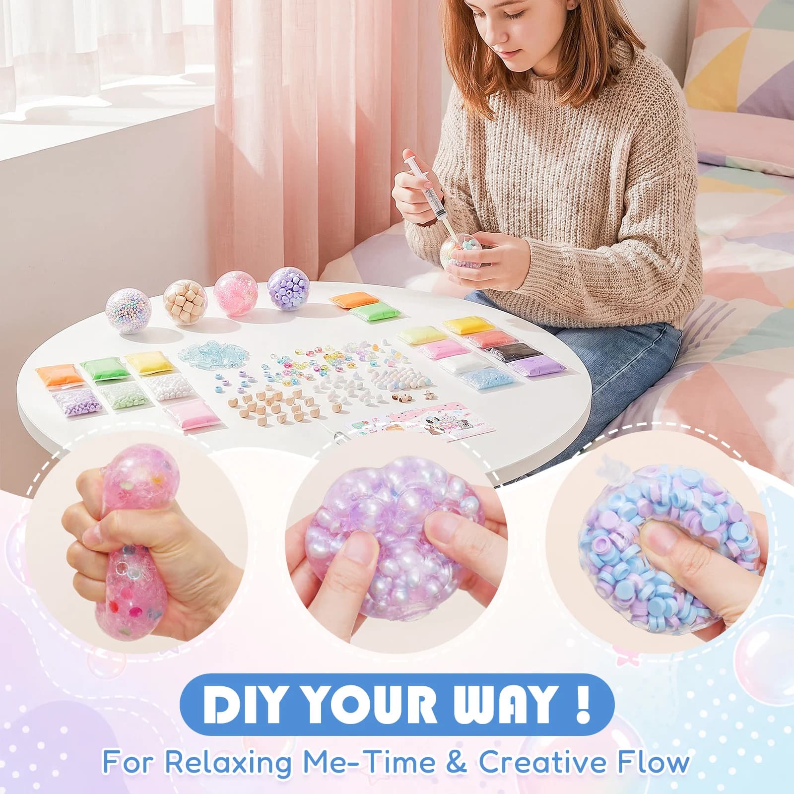 6cm Ball Skins DIY Stress Ball Making Kit 5cm Ball Skins Slime Squishy Ball Maker Kit Gloves Clay Stress Ball Kit For