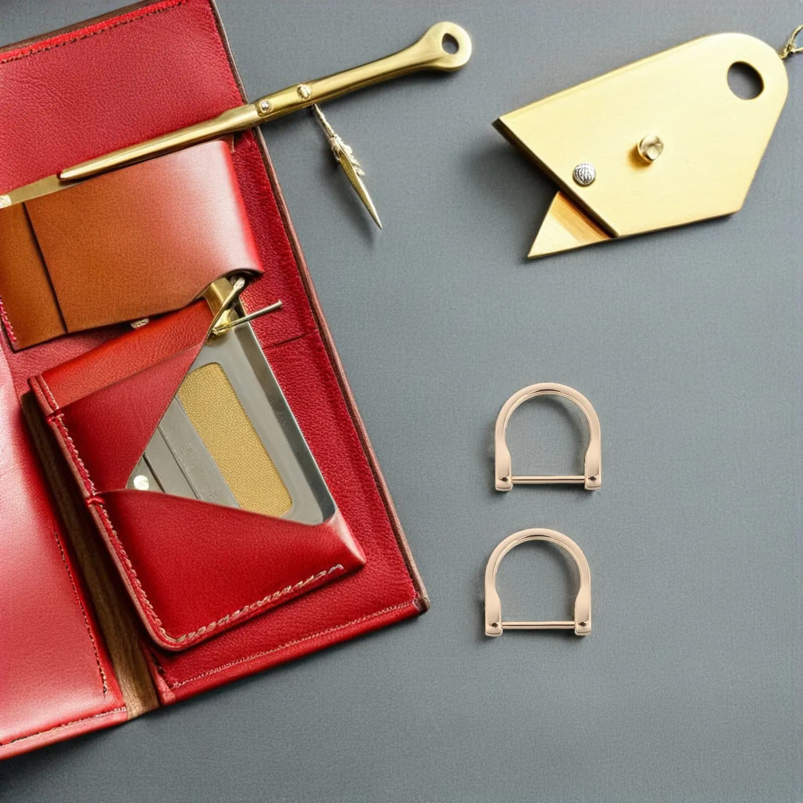 4Pcs Elegant Light Gold D-Ring Screw Horseshoe Buckle Purse Repair Accessories for Women Handbags Bag Making Supplies